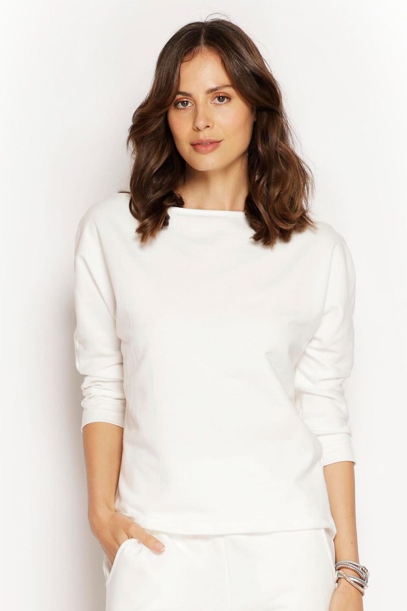 Miami Top in French Terry Towelling with 3/4 sleeves, fitted modal cuffs, and open neckline. Australian made, soft, eco-friendly and naturally breathable.