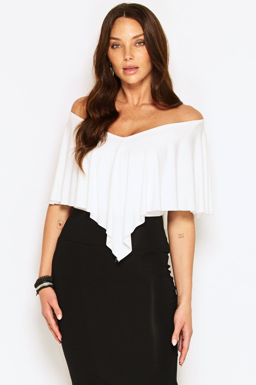 Peppe Top in white with soft drape and V-neckline. Made from natural modal, Australian made and eco-friendly.