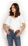 Peppe Top in white with soft drape and V-neckline. Made from natural modal, Australian made and eco-friendly.