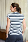 Back view of Taylor Turtle Neck top with charcoal and white stripes. Eco-friendly modal, Australian made and beautifully versatile.