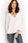 Relaxed White Painters Top in micro modal, Australian made, perfect for casual styling or layering