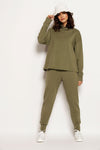Full view of Astrid Tracksuit Top in Khaki. Sustainable, soft TENCEL®, Australian made and natural.