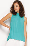 Mitzi Top in Marine with mock neck design. Loose fit with sleeveless design. Made from soft, sustainable micro modal, Australian made and naturally breathable.